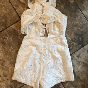 White Lace Crisscross Romper